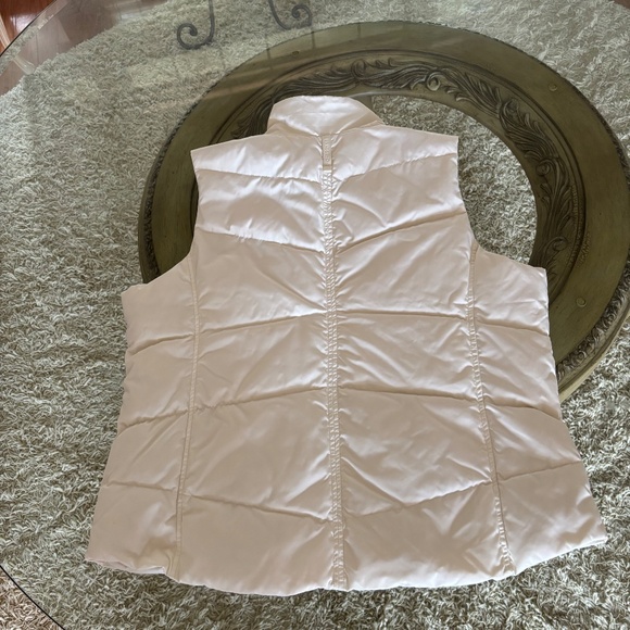Lands End Womens Puffer Vest Size XL Ivory Down Pockets Mock Neck Full Zip - Picture 4 of 9